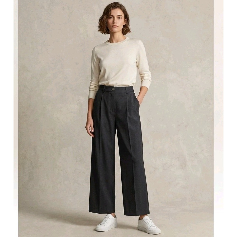 Oak + Fort Gray Wide Leg Pleated Dress Pants Trousers Women's Size 4 Versatile